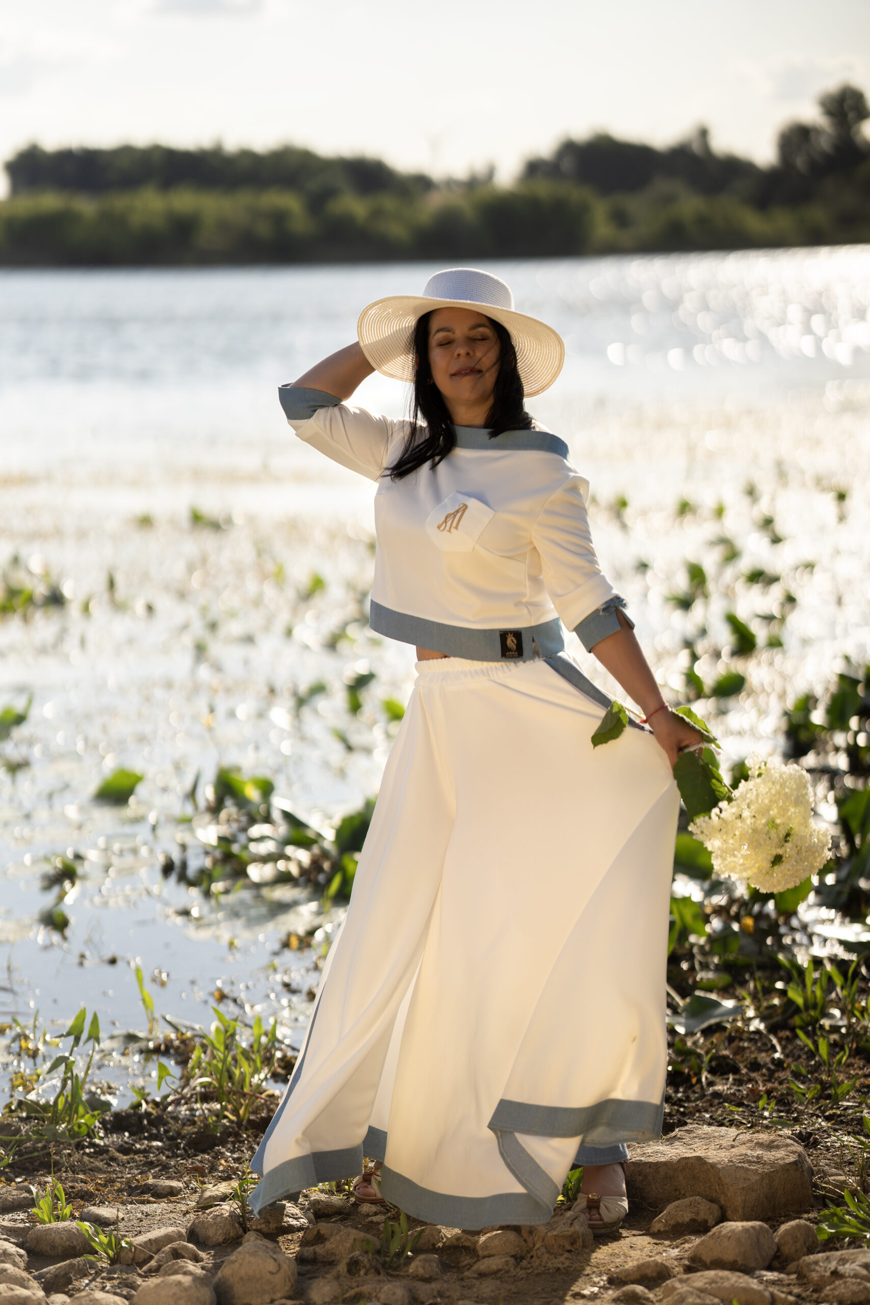 Komplet "Biała Fala - Blue Denim"